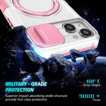 For iPhone 14 Sliding Camshield Magsafe Holder TPU Hybrid PC Phone Case(Pink White) - iPhone 14 Cases by buy2fix | Online Shopping UK | buy2fix