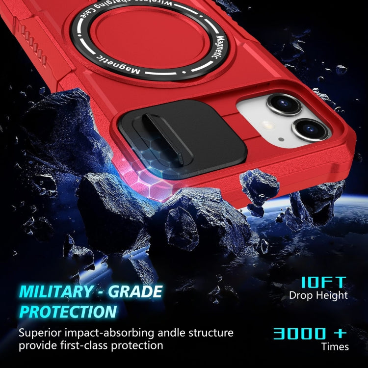 For iPhone 12 Sliding Camshield Magsafe Holder TPU Hybrid PC Phone Case(Red) - iPhone 12 / 12 Pro Cases by buy2fix | Online Shopping UK | buy2fix