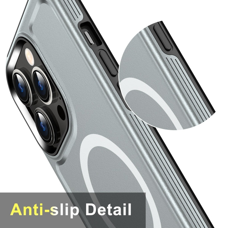 For iPhone 15 Pro Max Shield Armor MagSafe TPU Hybrid PC Phone Case(Silver) - iPhone 15 Pro Max Cases by buy2fix | Online Shopping UK | buy2fix