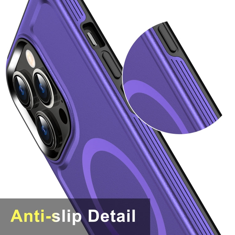 For iPhone 15 Pro Max Shield Armor MagSafe TPU Hybrid PC Phone Case(Purple) - iPhone 15 Pro Max Cases by buy2fix | Online Shopping UK | buy2fix
