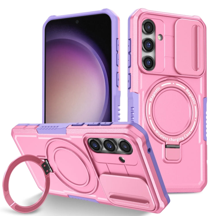 For Samsung Galaxy S23 FE 5G Sliding Camshield Magsafe Holder TPU Hybrid PC Phone Case(Purple Pink) - Galaxy S23 FE 5G Cases by buy2fix | Online Shopping UK | buy2fix