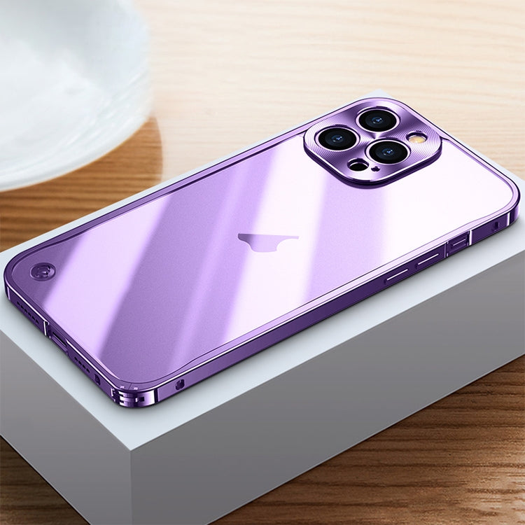 For iPhone 15 Pro Max Metal Frame Frosted PC Shockproof Phone Case(Purple) - iPhone 15 Pro Max Cases by buy2fix | Online Shopping UK | buy2fix