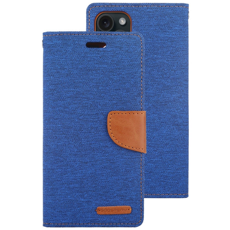 For iPhone 15 Pro Max GOOSPERY CANVAS DIARY Fabric Texture Flip Leather Phone Case(Blue) - iPhone 15 Pro Max Cases by GOOSPERY | Online Shopping UK | buy2fix