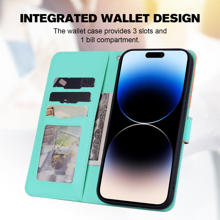 For iPhone 15 Pro Max Cute Pet Series Color Block Buckle Leather Phone Case(Sky Blue) - iPhone 15 Pro Max Cases by buy2fix | Online Shopping UK | buy2fix