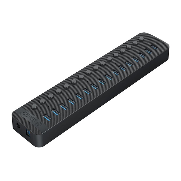 ORICO CT2U3-16AB Plastic Stripes 16 Ports USB 3.0 HUB with Individual Switches, Plug:US Plug(Black) - USB 3.0 HUB by ORICO | Online Shopping UK | buy2fix