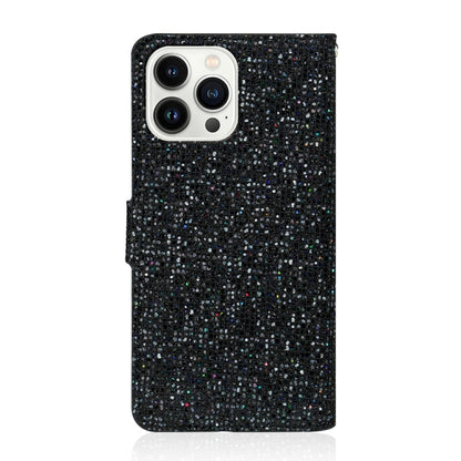 For iPhone 15 Pro Max Glitter Powder Filp Leather Phone Case(Black) - iPhone 15 Pro Max Cases by buy2fix | Online Shopping UK | buy2fix