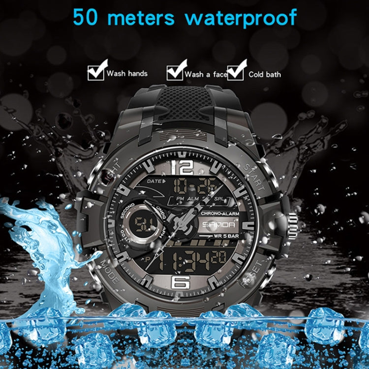 SANDA 6015 Men Multifunctional Waterproof Luminous Sports Watch(Black Blue) - Silicone Strap Watches by SANDA | Online Shopping UK | buy2fix