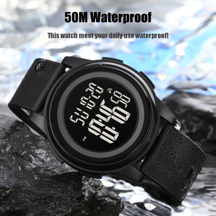 SKMEI 1895 Multifunctional Men Outdoor 50M Waterproof Luminous Digital Wrist Watch(Black White) - Leather Strap Watches by SKMEI | Online Shopping UK | buy2fix