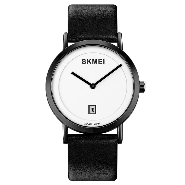 SKMEI 1907 Multifunctional Men 30M Waterproof Fashion Quartz Digital Wrist Watch(Black White) - Leather Strap Watches by SKMEI | Online Shopping UK | buy2fix