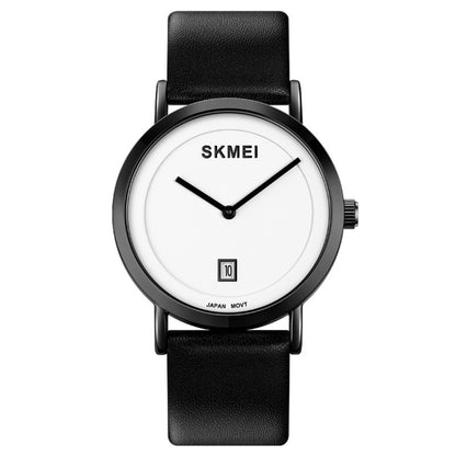 SKMEI 1907 Multifunctional Men 30M Waterproof Fashion Quartz Digital Wrist Watch(Black White) - Leather Strap Watches by SKMEI | Online Shopping UK | buy2fix