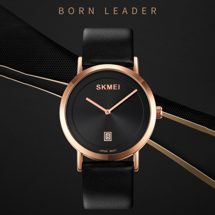 SKMEI 1907 Multifunctional Men 30M Waterproof Fashion Quartz Digital Wrist Watch(Rose Gold) - Leather Strap Watches by SKMEI | Online Shopping UK | buy2fix