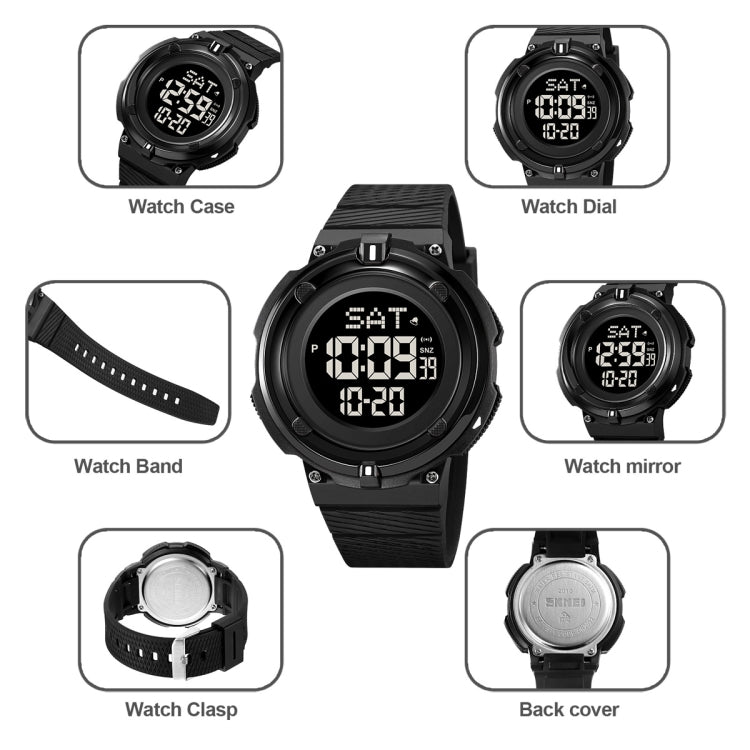 SKMEI 2010 Multifunctional Men 50M Waterproof Luminous Digital Wrist Watch(Black) - Leather Strap Watches by SKMEI | Online Shopping UK | buy2fix