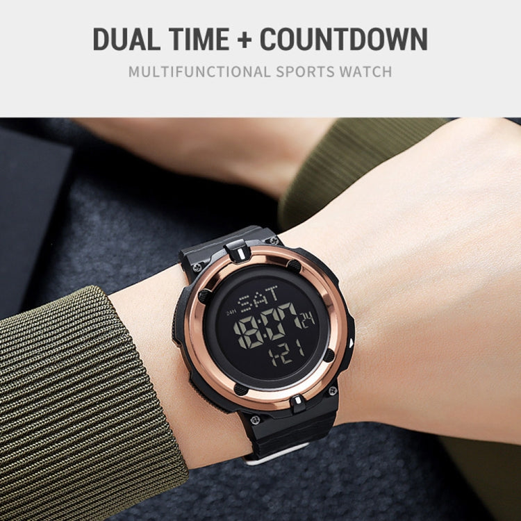 SKMEI 2010 Multifunctional Men 50M Waterproof Luminous Digital Wrist Watch(Rose Gold) - Leather Strap Watches by SKMEI | Online Shopping UK | buy2fix