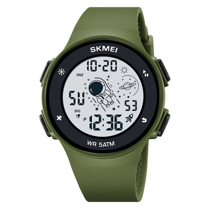 SKMEI 2068 Multifunctional Men 50M Waterproof Noctilucent Sports Digital Wrist Watch(Army Green) - Silicone Strap Watches by SKMEI | Online Shopping UK | buy2fix