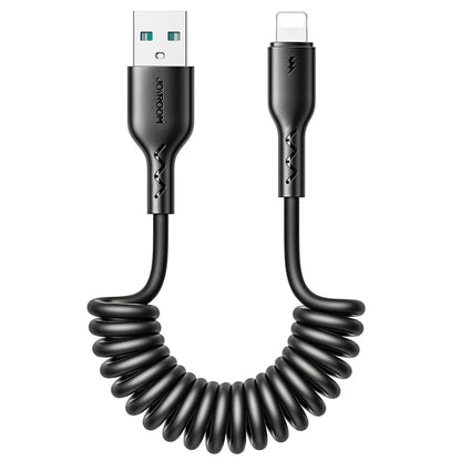 JOYROOM SA38-AL3 3A USB to 8 Pin Coiled Fast Charging Data Cable, Length:1.5m(Black) - Normal Style Cable by buy2fix | Online Shopping UK | buy2fix