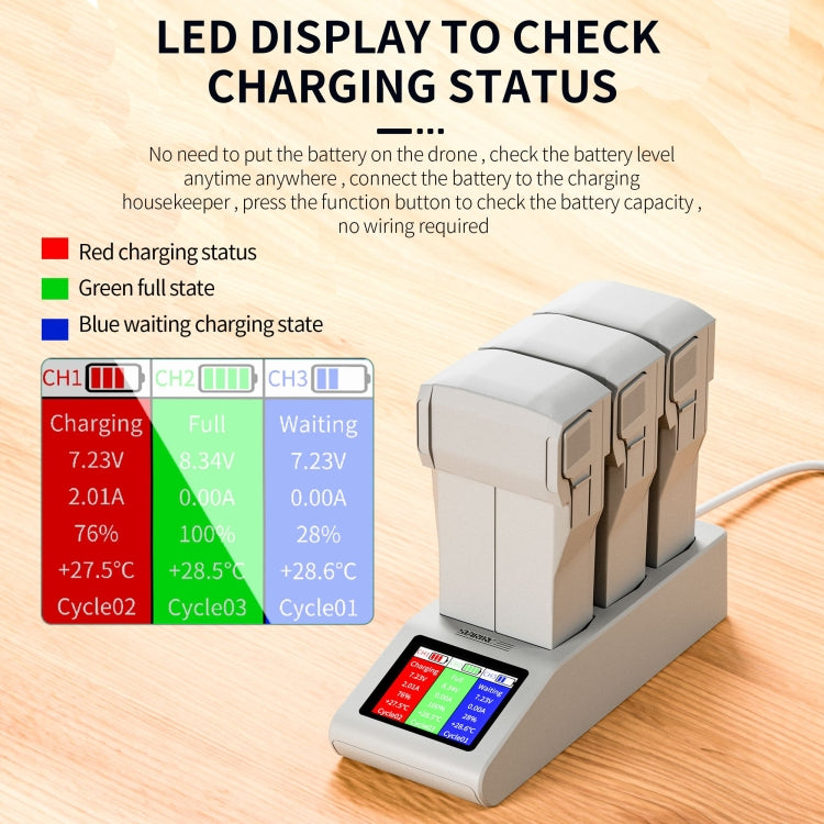 For DJI Mini 4 Pro / Mini 3/ Mini 3 Pro STARTRC 3 in 1 Charging Butler Battery Charger with Screen(Grey) - Other by STARTRC | Online Shopping UK | buy2fix