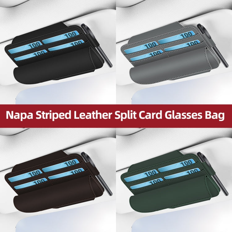 3073 Napa Texture Leather Car Removable Glasses Storage Bag(Brown) - Sunglasses & Glasses Clips by buy2fix | Online Shopping UK | buy2fix