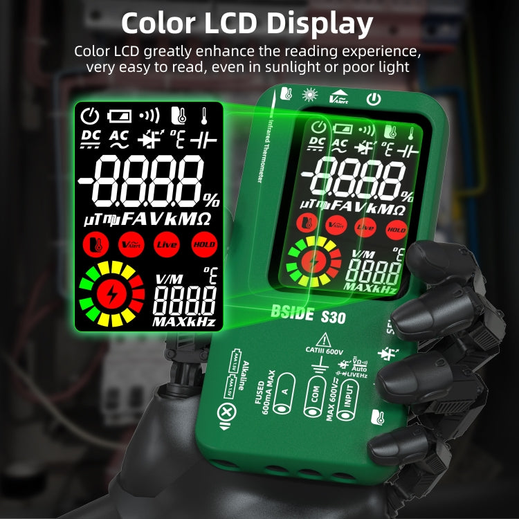 BSIDE S30 Smart Color Screen Infrared Temperature Measurement Multimeter(Black) - Digital Multimeter by BSIDE | Online Shopping UK | buy2fix