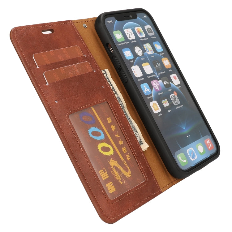For iPhone 15 Pro Max Crazy Horse Texture Detachable Horizontal Flip PU Case(Brown) - iPhone 15 Pro Max Cases by buy2fix | Online Shopping UK | buy2fix