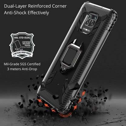 For Xiaomi Redmi 10X 5G Carbon Fiber Protective Case with 360 Degree Rotating Ring Holder(Black) - Xiaomi Cases by buy2fix | Online Shopping UK | buy2fix