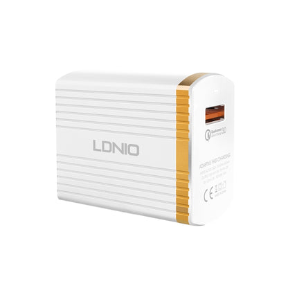 LDNIO A1302Q 2 in 1 18W QC3.0 USB Interface Grid Shape Travel Charger Mobile Phone Charger with 8 Pin Data Cable, US Plug - Mobile Accessories by LDNIO | Online Shopping UK | buy2fix