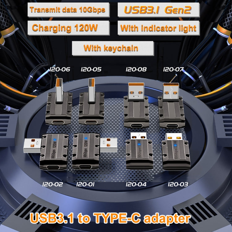 120W USB 3.1 Gen2 to Type-C 10Gbps Mechanical Adapter, Style:Side Bend - Cable & Adapters by buy2fix | Online Shopping UK | buy2fix