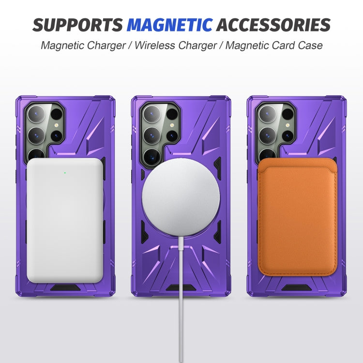 For Samsung Galaxy S24 Ultra 5G MagSafe Magnetic Shockproof Phone Case with Ring Holder(Purple) - Galaxy S24 Ultra 5G Cases by buy2fix | Online Shopping UK | buy2fix