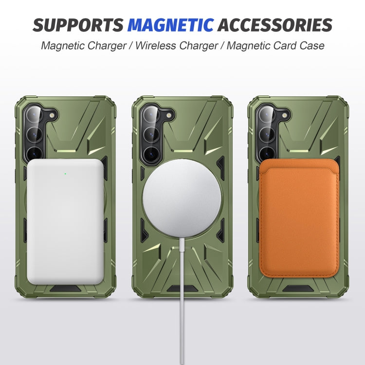 For Samsung Galaxy S24 5G MagSafe Magnetic Shockproof Phone Case with Ring Holder(Dark Green) - Galaxy S24 5G Cases by buy2fix | Online Shopping UK | buy2fix