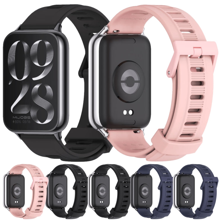 For Xiaomi Smart Band 9 Pro / 8 Pro Mijobs Flat Hole Breathable Silicone Watch Band(Pink+Silver) - Watch Bands by MIJOBS | Online Shopping UK | buy2fix