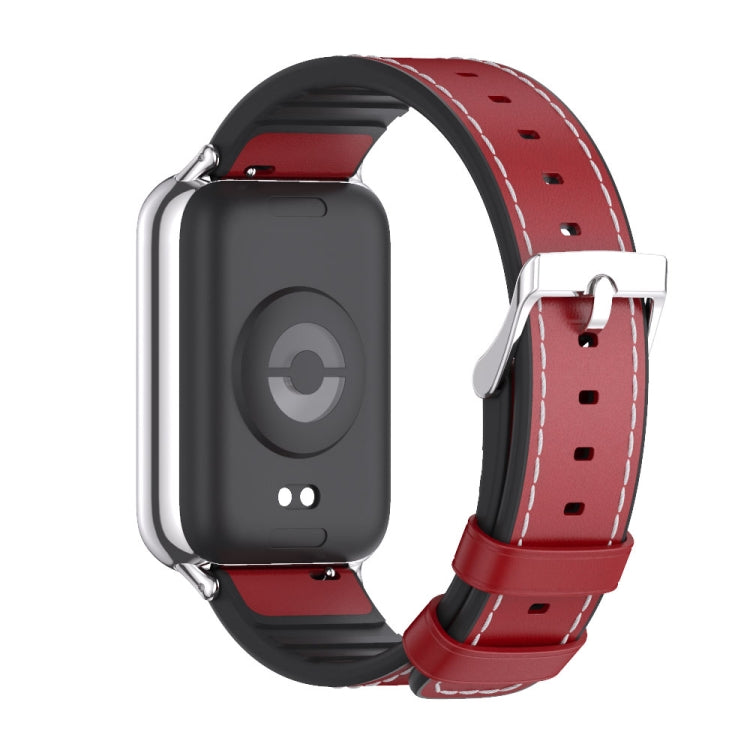 For Xiaomi Smart Band 9 Pro / 8 Pro Mijobs TPU Leather Watch Band(Red Silver) - Watch Bands by MIJOBS | Online Shopping UK | buy2fix