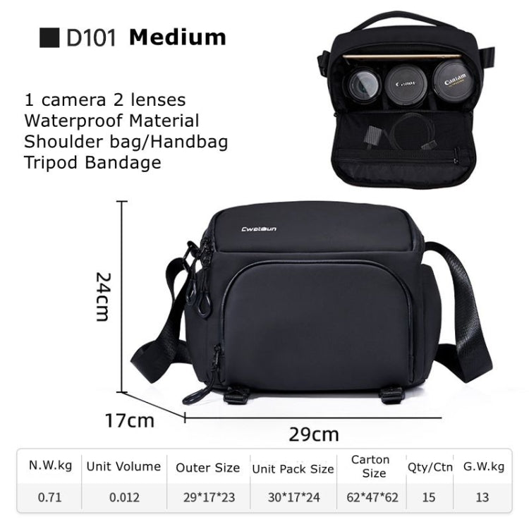 Cwatcun D101 Crossbody Camera Bag Photography Lens Shoulder Bag, Size:29 x 24 x 17cm(Black) - Strap Satchel by Cwatcun | Online Shopping UK | buy2fix