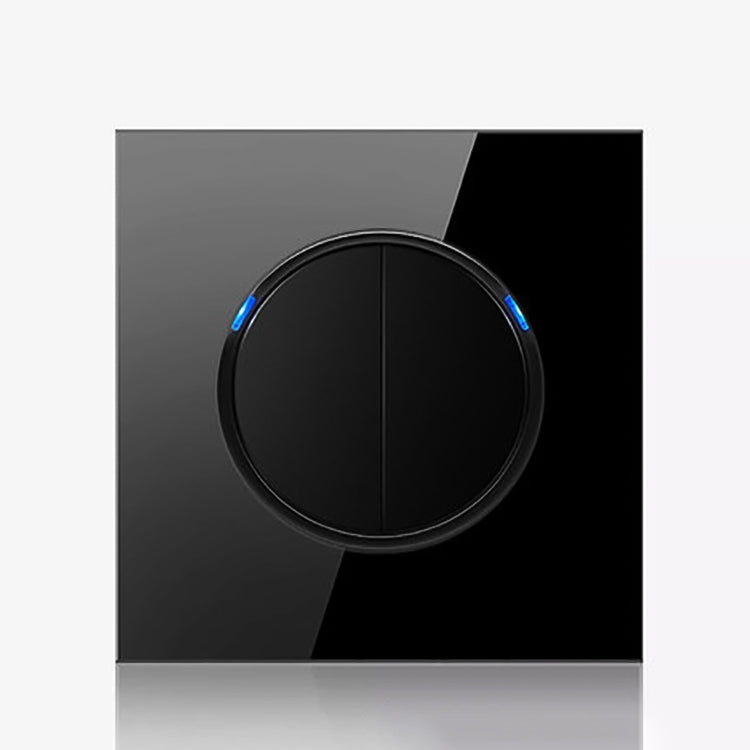 86mm Round LED Tempered Glass Switch Panel, Black Round Glass, Style:Two Open Dual Control - Consumer Electronics by buy2fix | Online Shopping UK | buy2fix