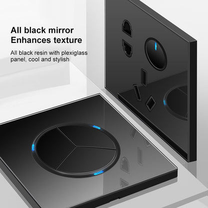 86mm Round LED Tempered Glass Switch Panel, Black Round Glass, Style:Two Open Dual Control - Consumer Electronics by buy2fix | Online Shopping UK | buy2fix