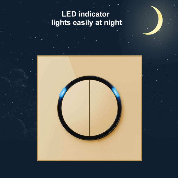 86mm Round LED Tempered Glass Switch Panel, Gold Round Glass, Style:Telephone-TV Socket - Consumer Electronics by buy2fix | Online Shopping UK | buy2fix