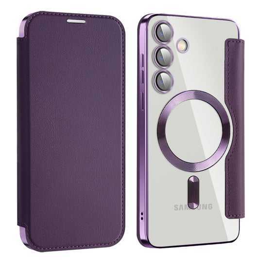 For Samsung Galaxy S24+ 5G MagSafe Magnetic RFID Anti-theft Leather Phone Case(Dark Purple) - Galaxy S24+ 5G Cases by buy2fix | Online Shopping UK | buy2fix