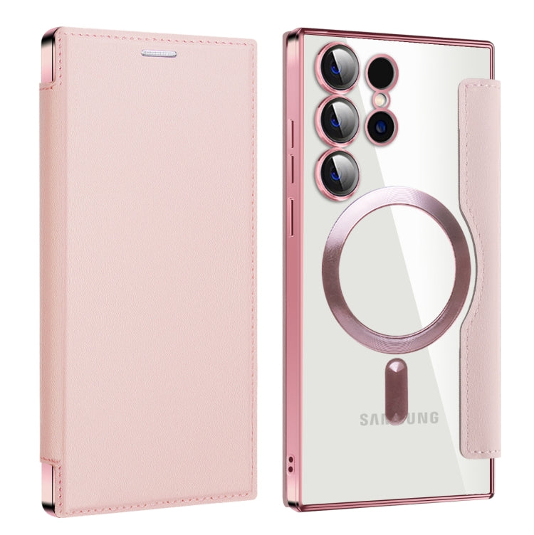 For Samsung Galaxy S24 Ultra 5G MagSafe Magnetic RFID Anti-theft Leather Phone Case(Pink) - Galaxy S24 Ultra 5G Cases by buy2fix | Online Shopping UK | buy2fix
