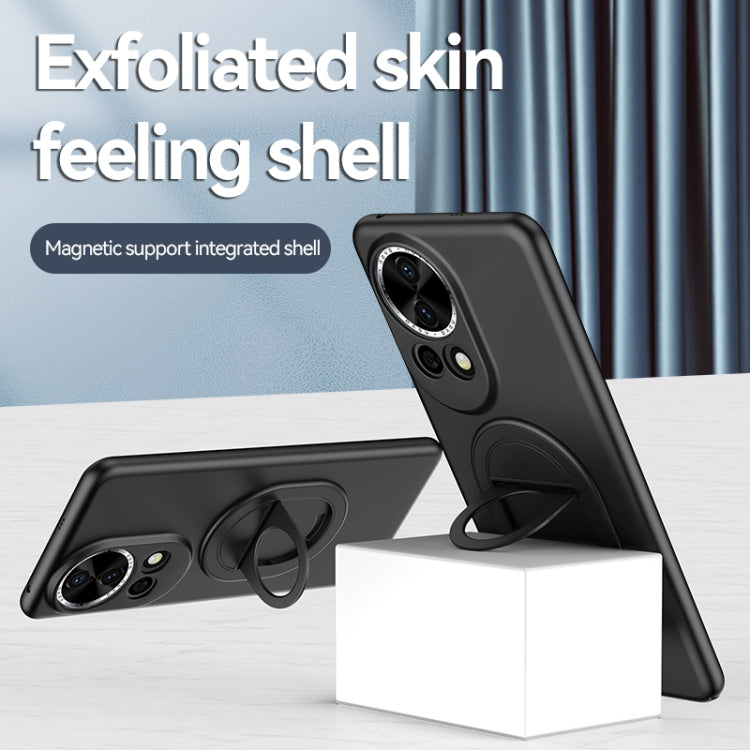 For Huawei nova 12 Magsafe Hidden Fold Holder Full Coverage Shockproof Phone Case(Black) - Huawei Cases by buy2fix | Online Shopping UK | buy2fix