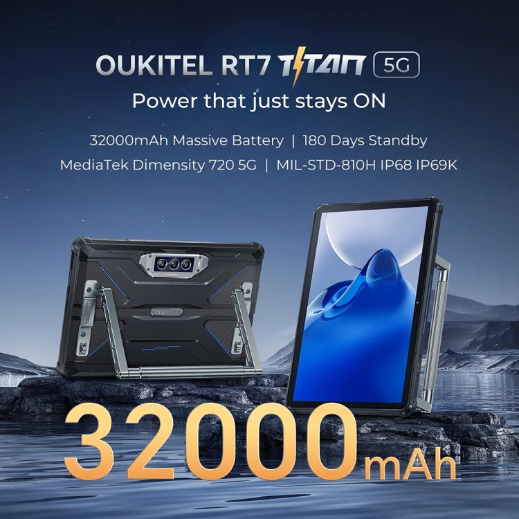 OUKITEL RT7 TITAN 5G Network IP68/IP69K Rugged Tablet, 12GB+256GB, 10.1 inch Android 13 MediaTek Dimensity 720 Octa Core Support Dual SIM, EU Plug(Black) - Other by OUKITEL | Online Shopping UK | buy2fix