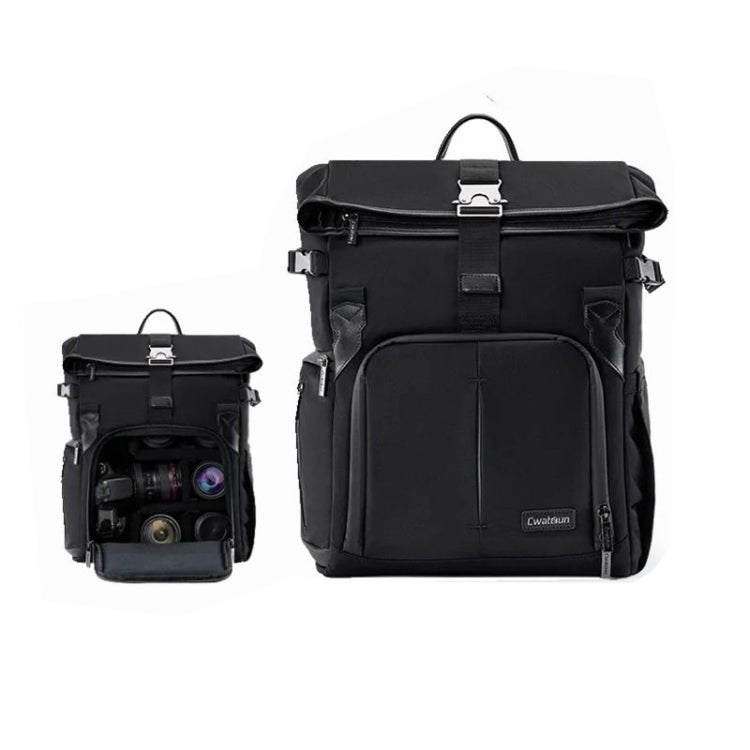 Cwatcun D95 Large Capacity Photography Backpack Shoulders Laptop Camera Bag, Size:27 x 37 x 16cm(Dark Black) - Backpack by Cwatcun | Online Shopping UK | buy2fix