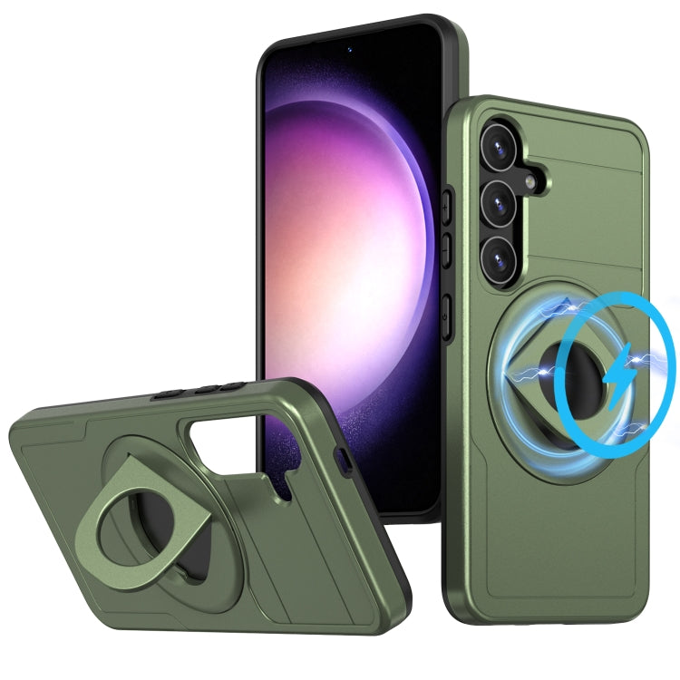 For Samsung Galaxy S24+ 5G MagSafe Ring Holder Armor Phone Case(Olive Green) - Galaxy S24+ 5G Cases by buy2fix | Online Shopping UK | buy2fix