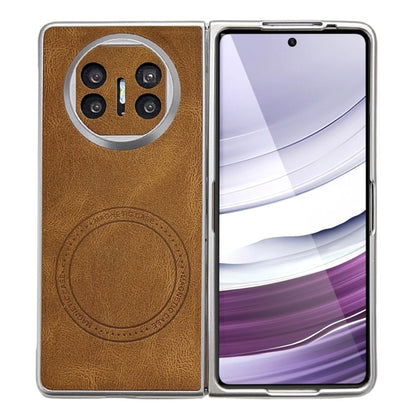 For Huawei Mate X5 Skin Feel Leather Texture MagSafe Pearlescent Paint Shockproof Phone Case(Brown) - Huawei Cases by buy2fix | Online Shopping UK | buy2fix