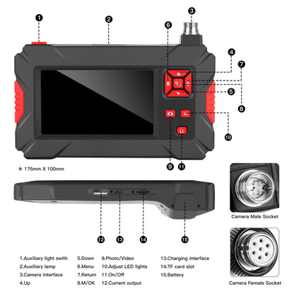 P30 8mm 1080P IP68 Waterproof 4.3 inch Screen Dual Camera Digital Endoscope, Length:5m Hard Cable(Black) - Consumer Electronics by buy2fix | Online Shopping UK | buy2fix