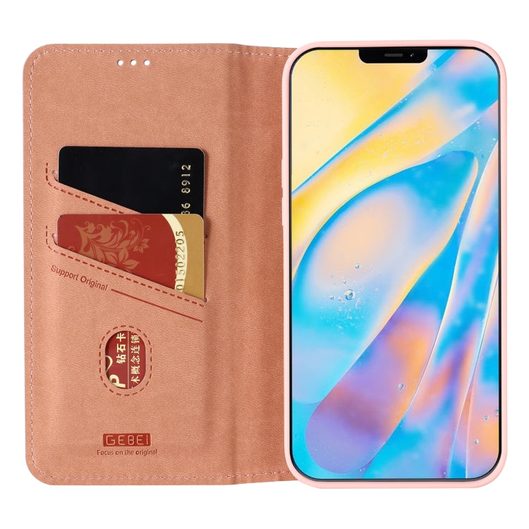 For iPhone 12 / 12 Pro GEBEI PU+TPU Horizontal Flip Protective Case with Holder & Card Slots(Rose Gold) - iPhone 12 / 12 Pro Cases by GEBEI | Online Shopping UK | buy2fix