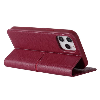 For iPhone 12 mini GEBEI Top-grain Leather Horizontal Flip Protective Case with Holder & Card Slots & Wallet & Photo Frame (Wine Red) - iPhone 12 mini Cases by GEBEI | Online Shopping UK | buy2fix