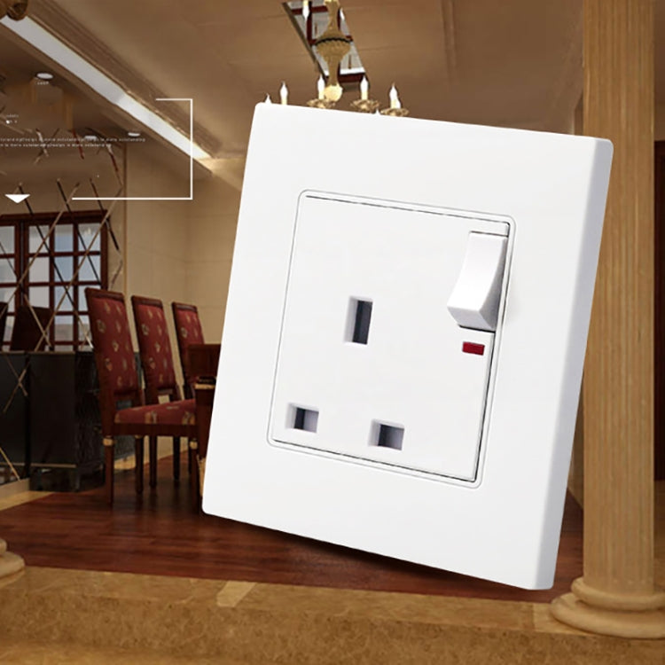 86 Type PC 13A Three Hole Power Socket with Light Switch, UK Plug - Consumer Electronics by buy2fix | Online Shopping UK | buy2fix