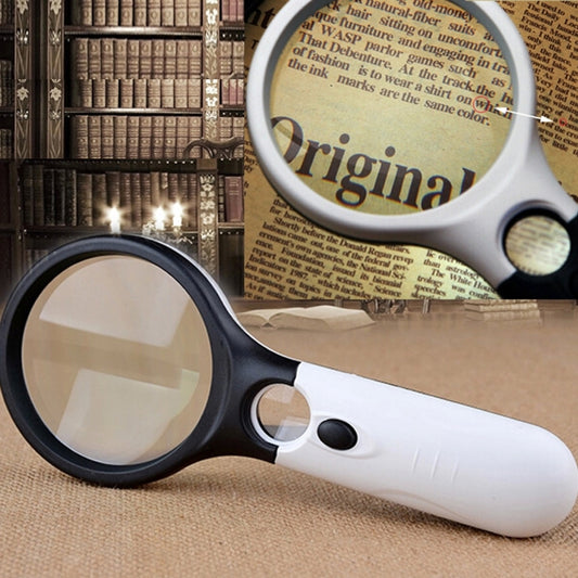 Reading Visual Magnifier with 3 LED Light, Mini Portable 3-45X Handheld (Black) - Consumer Electronics by buy2fix | Online Shopping UK | buy2fix