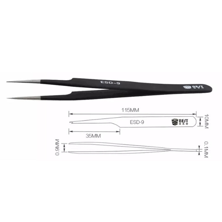 BEST BST-09 Precision Anti-static ESD Stainless Steel Tweezers - Tweezers by BEST | Online Shopping UK | buy2fix