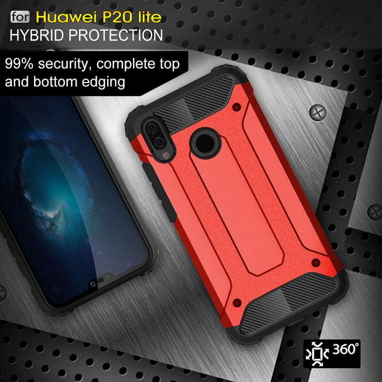 For Huawei  P20 Lite Full-body Rugged TPU + PC Combination Back Cover Case (Red) - Mobile Accessories by buy2fix | Online Shopping UK | buy2fix