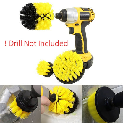 3 PCS Bathroom Kitchen Cleaning Brushes Kit for Electric Drill(Yellow) - Sponges, Cloths & Brushes by buy2fix | Online Shopping UK | buy2fix