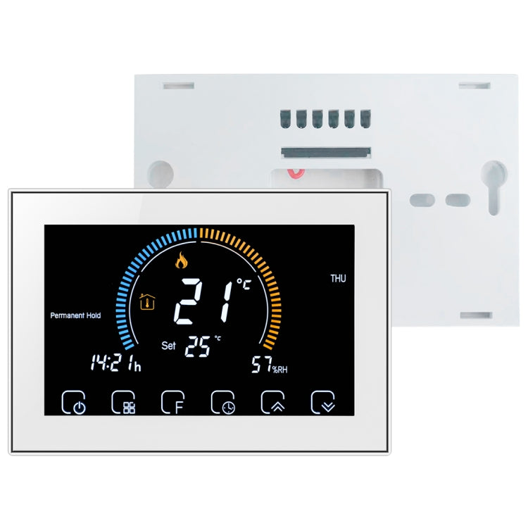 BHT-8000-GA Control Water Heating Energy-saving and Environmentally-friendly Smart Home Negative Display LCD Screen Round Room Thermostat without WiFi(White) - Consumer Electronics by buy2fix | Online Shopping UK | buy2fix